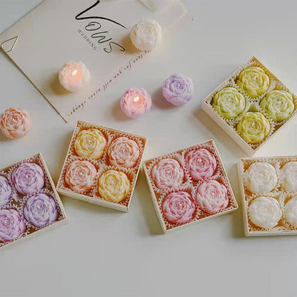 Peony Flower Scented Floating Candle Set – 4 pieces