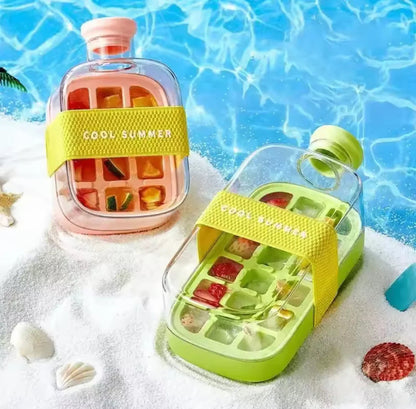 Press-Type Ice Cube Maker Bottle with Straw - My Store
