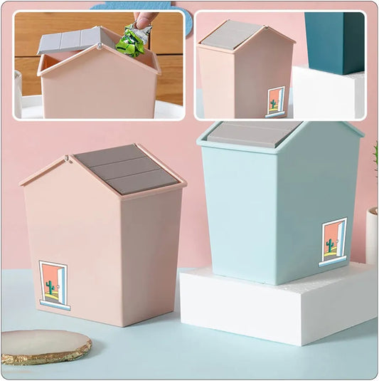 House-Shaped Desktop Trash Can with Swing Lid - My Store