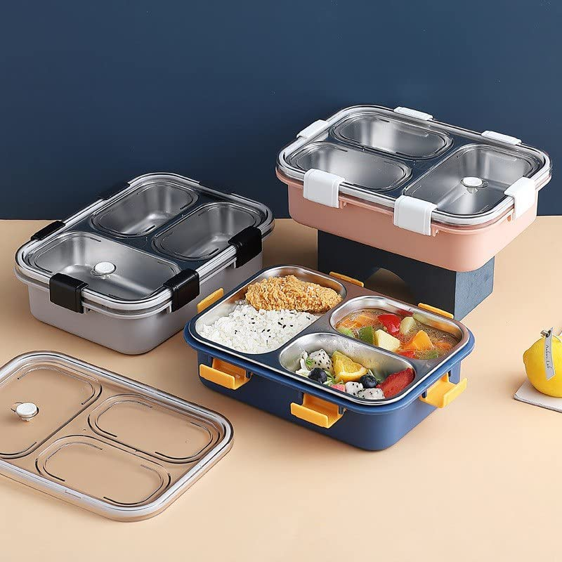 3-Grid Insulated Stainless Steel Lunch Box – 750ML - My Store