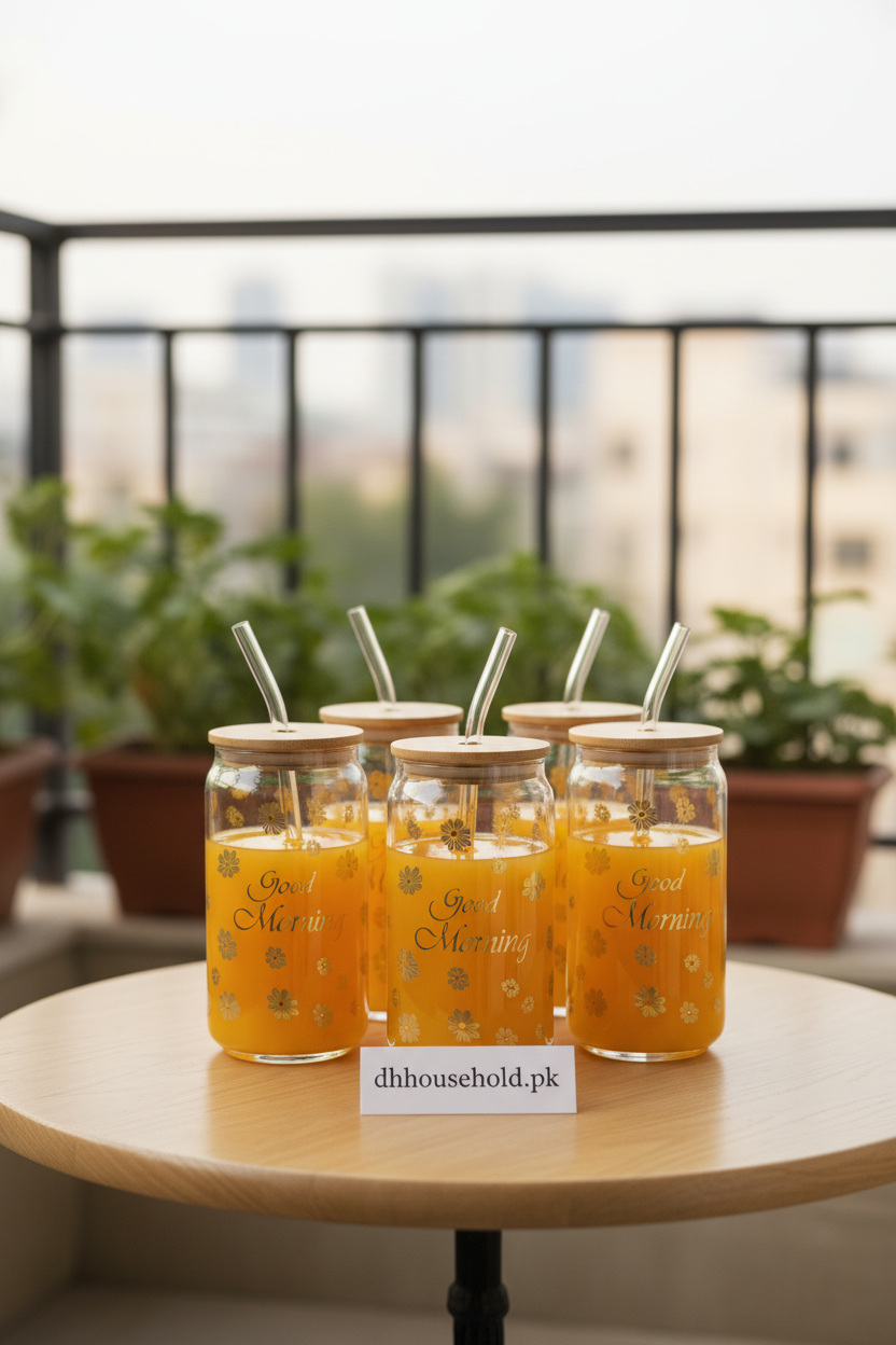 Floral Bloom Glass Tumbler with Bamboo Lid & Straw - My Store