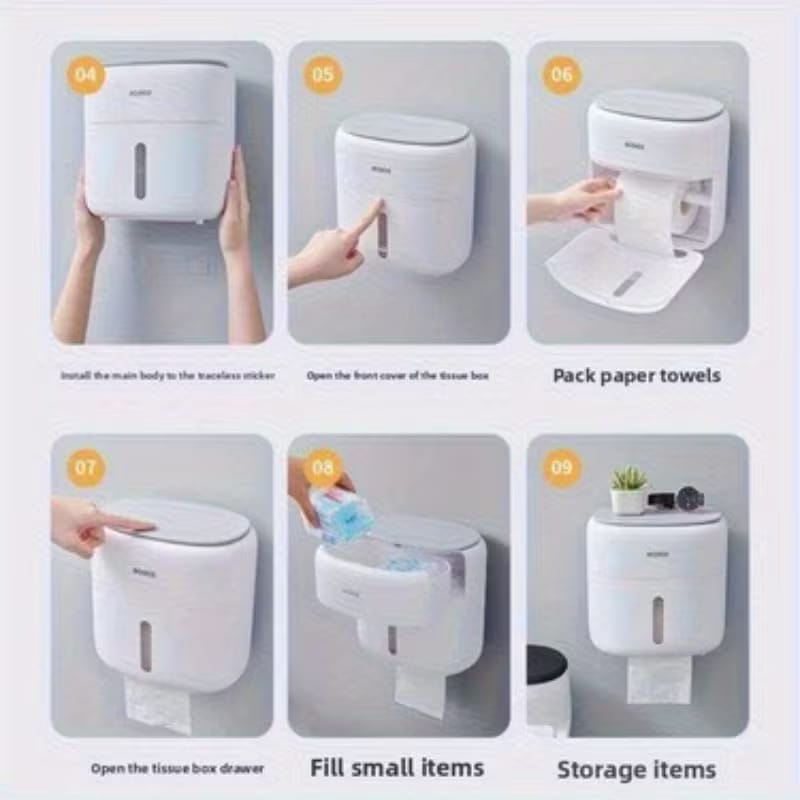 Ecoco Double-Layer Wall-Mounted Tissue & Storage Box - My Store