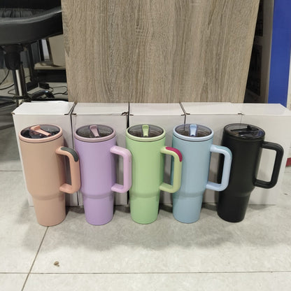 40 oz Premium Stainless Steel Travel Tumbler with Handle & Straw (1200ml)