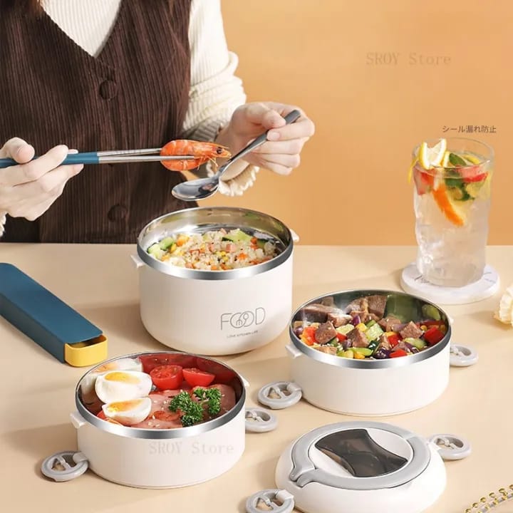 Heavy-Duty Stainless Steel Stackable Lunch Box with Thermal bag