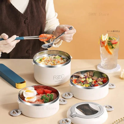 Heavy-Duty Stainless Steel Stackable Lunch Box with Thermal bag