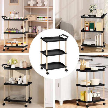 3-Tier Scandi-Style Rolling Utility Cart