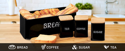 4-Piece Vintage Kitchen Storage Set with Bread Box & Canisters