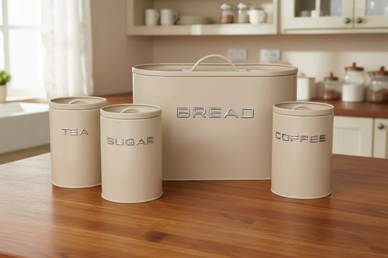 4-Piece Modern Minimalist Bread Box & Countertop Storage Canister Set - My Store