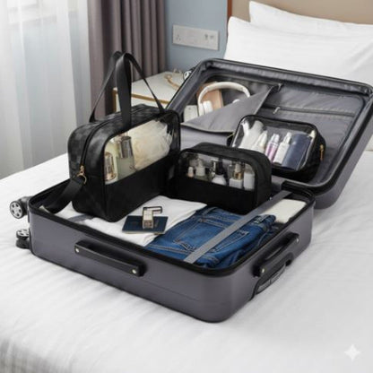 Transparent Cosmetic Travel Organizer Bag Set (3-Piece) - My Store