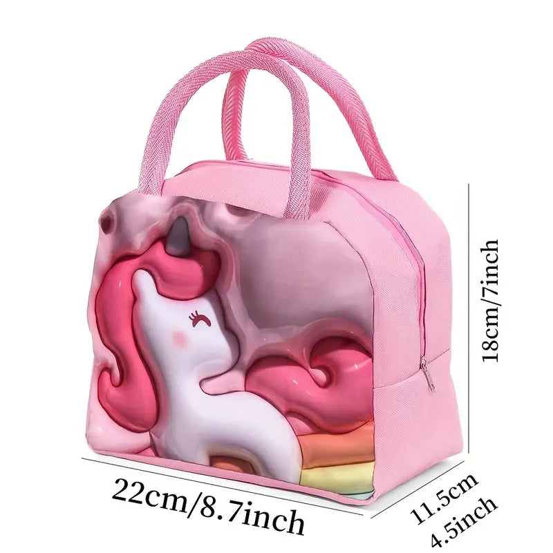 Large Capacity Insulated Lunch Bag – Cute 3D Designs for Kids & Adults