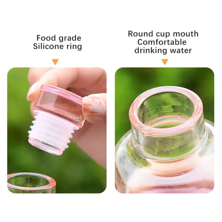 HydrateTime™ 500ml Borosilicate Glass Water Bottle with Time Marker