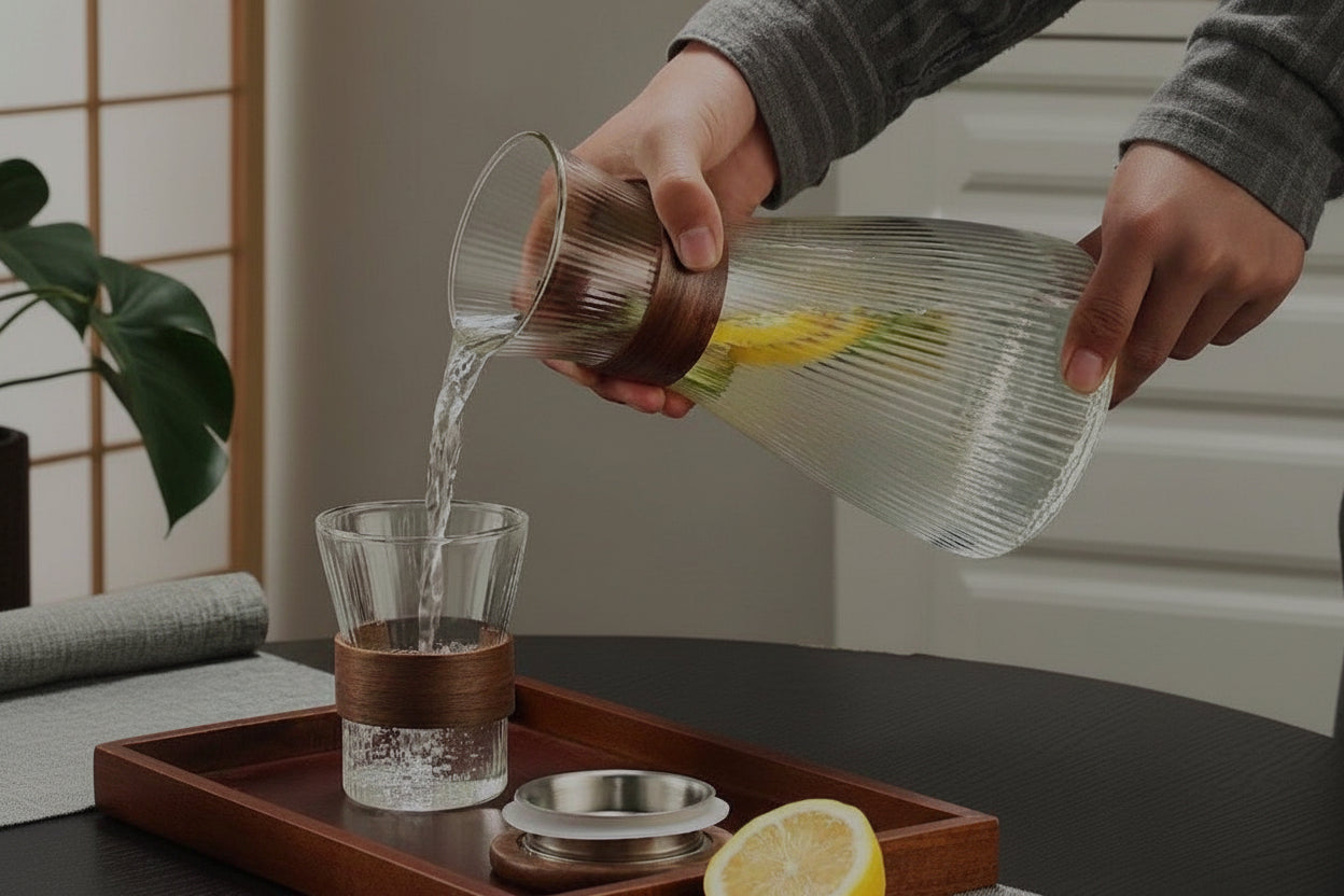 Luxurious 5-Piece Ribbed Glass Water Set – Jug & 4 Glasses - My Store