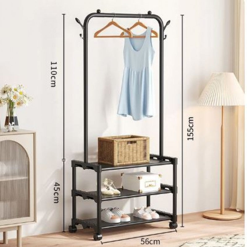 Rolling Multi-Functional Garment Rack with Shelves