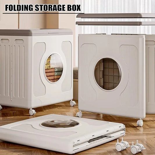 Multi-Functional Folding Storage Cabinet with Transparent Window & Wheels (160L)