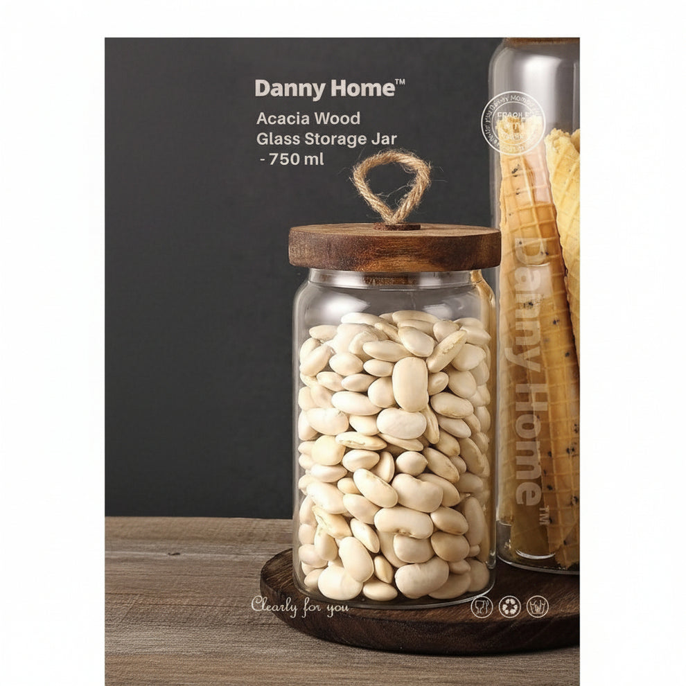 Danny Home™ Premium Acacia Wood Glass Storage Jars