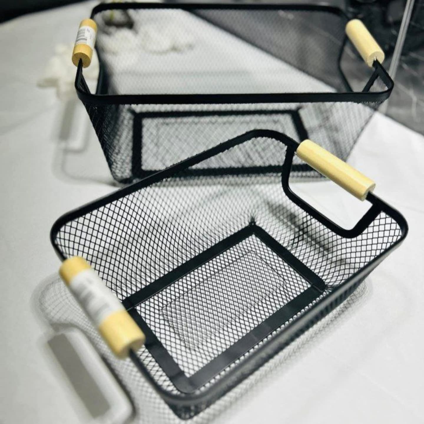 Modern Mesh Storage Basket with Wooden Handles - My Store