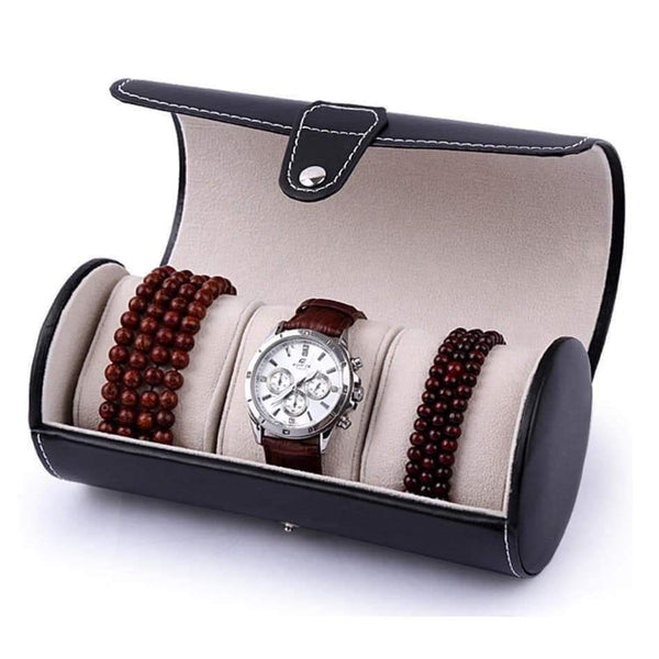 Luxury Travel Watch Roll | 3-Slot PU Leather Watch Pouch