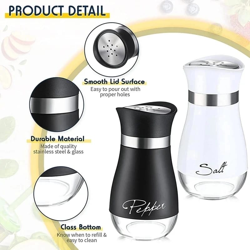 2-Piece Salt & Pepper Shaker Set with Holder Stand (120ml Each)