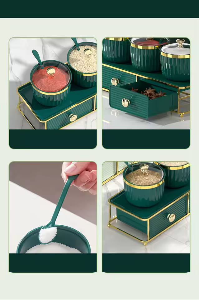 Luxury Emerald & Gold Spice Organizer Set - My Store