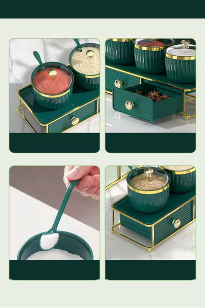 Luxury Emerald & Gold Spice Organizer Set - My Store