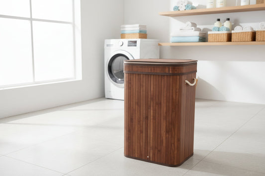 Premium Bamboo Laundry Basket with Lid – 72L Capacity - My Store