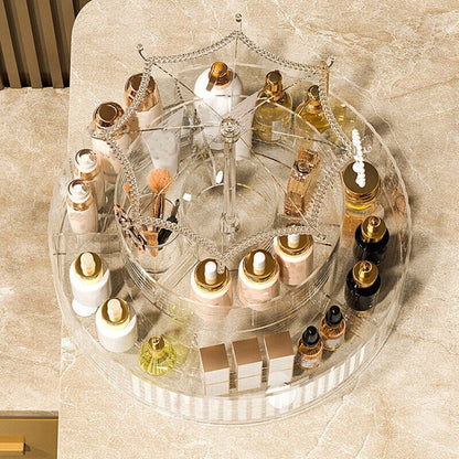 Umbrella Makeup Organizer – Transparent 360° Rotating Cosmetic Storage Box