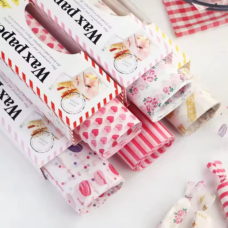 Food-Grade Decorative Wax Paper Sheets – Waterproof & Greaseproof Food Wrapping Paper (50 Sheets)