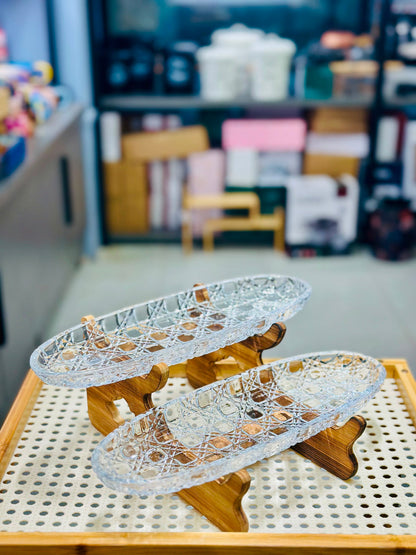 Luxe Crystal Oval Serving Tray Set