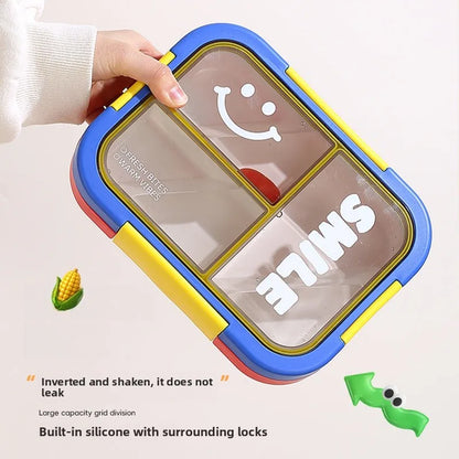 Multi-Compartment Leak-Proof Bento Lunch Box with Folding Utensil