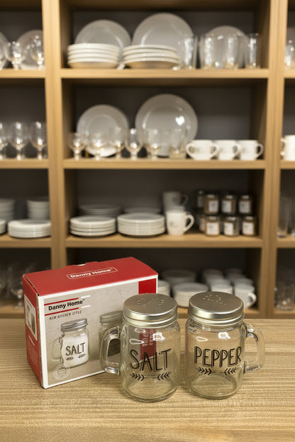 Danny Home Glass Salt & Pepper Shaker Set with Handles