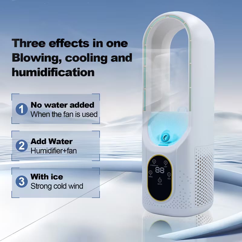 3-in-1 Bladeless Desktop Fan, Humidifier & Air Circulator