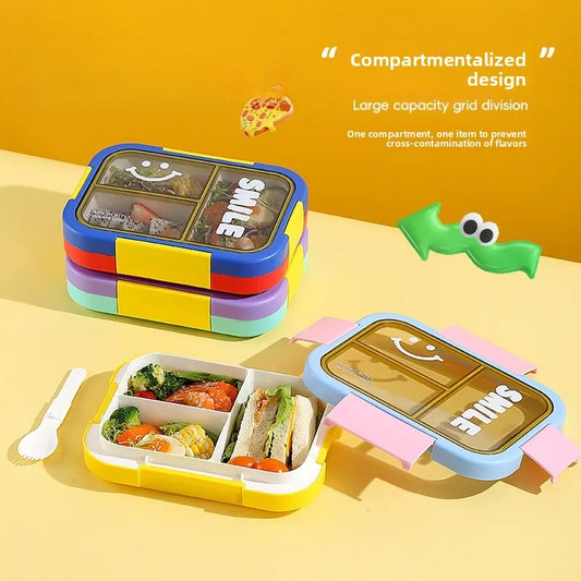 Multi-Compartment Leak-Proof Bento Lunch Box with Folding Utensil