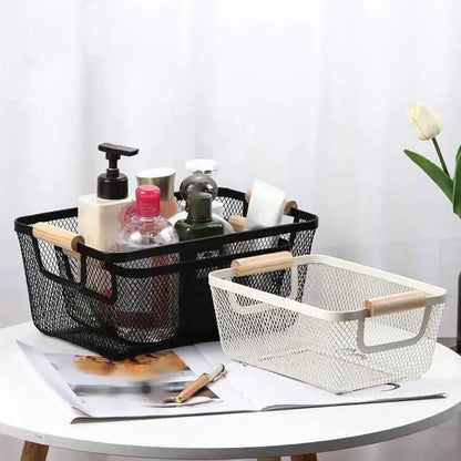 Modern Mesh Storage Basket with Wooden Handles - My Store