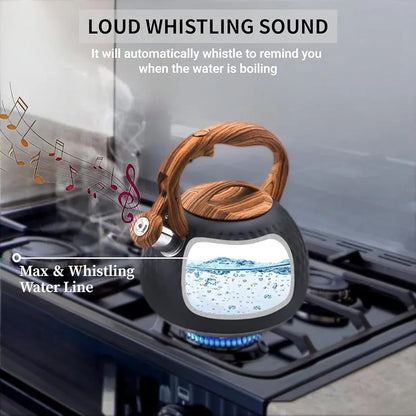 HausRoland Black Textured Whistling Kettle – 3 Liters