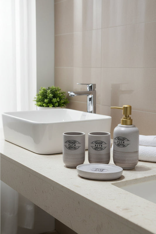 Elegant 4-Piece Ceramic Bathroom Accessory Set