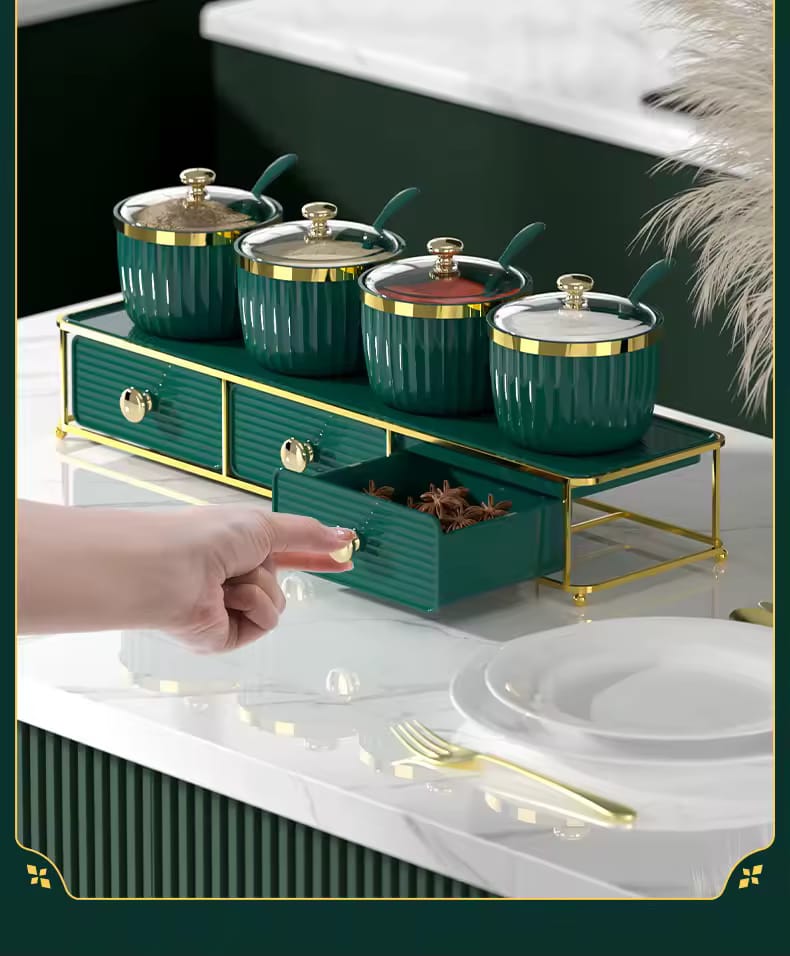 Luxury Emerald & Gold Spice Organizer Set - My Store