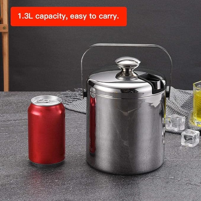 Ice Bucket with Lid and Strainer and Ice Tong - My Store