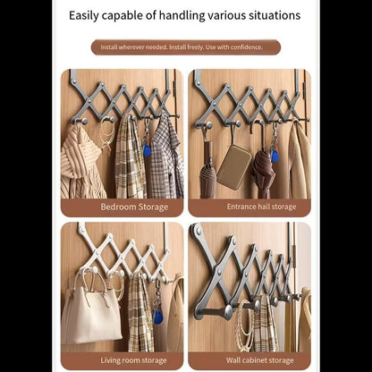 Retractable Over-the-Door Accordion Hanger (Punch-Free)