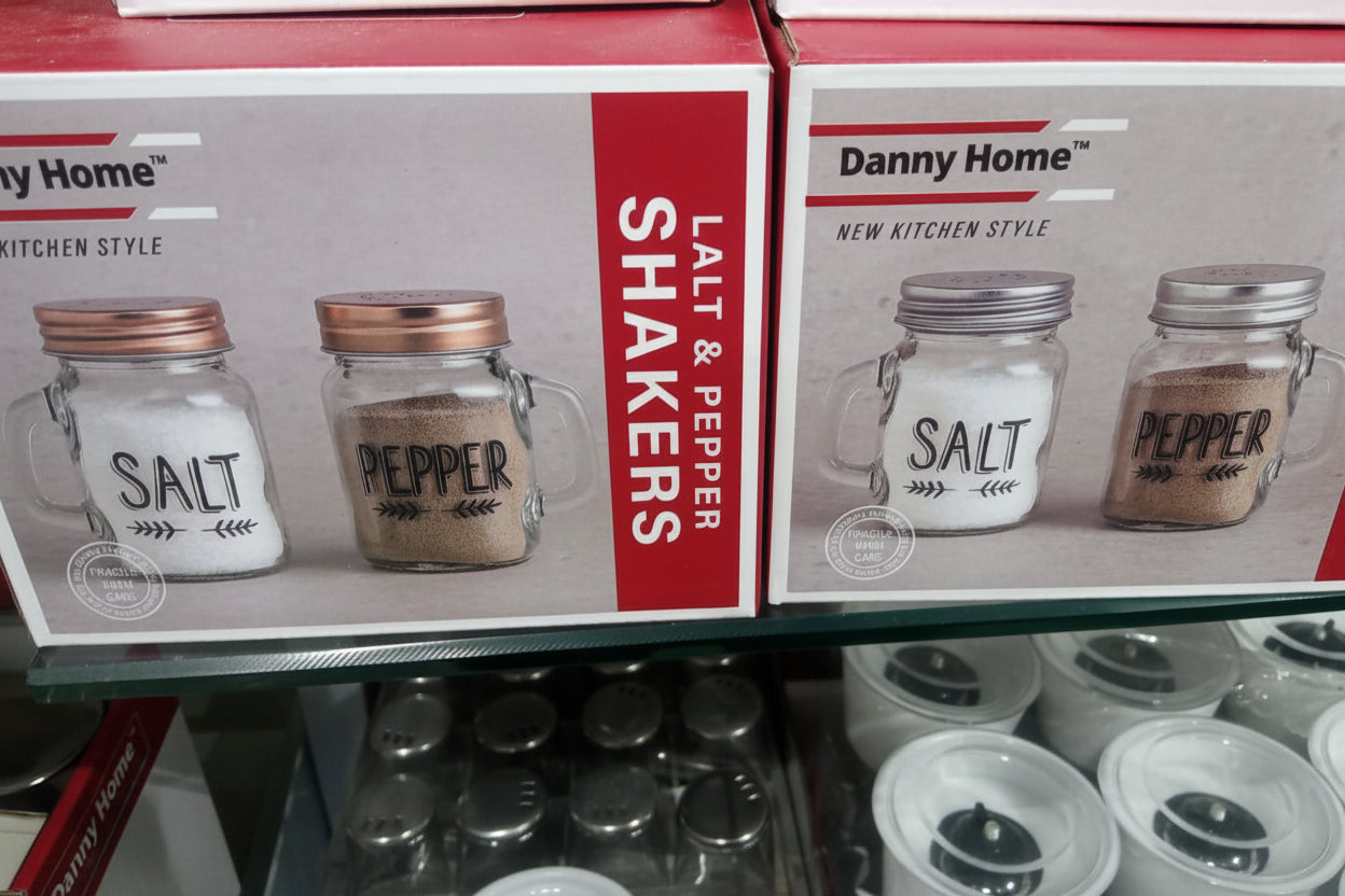 Danny Home Glass Salt & Pepper Shaker Set with Handles