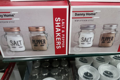 Danny Home Glass Salt & Pepper Shaker Set with Handles