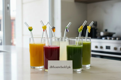 Premium Fruit & Veggie 6-Piece Glass Straw Set - My Store