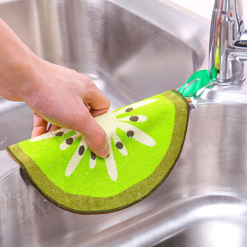 4 pcs Lovely Fruit Print Hanging Kitchen Towel Microfiber - My Store