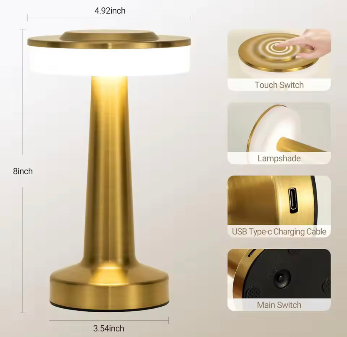 Modern Cordless LED Table Lamp - USB-C Rechargeable & Touch Dimming