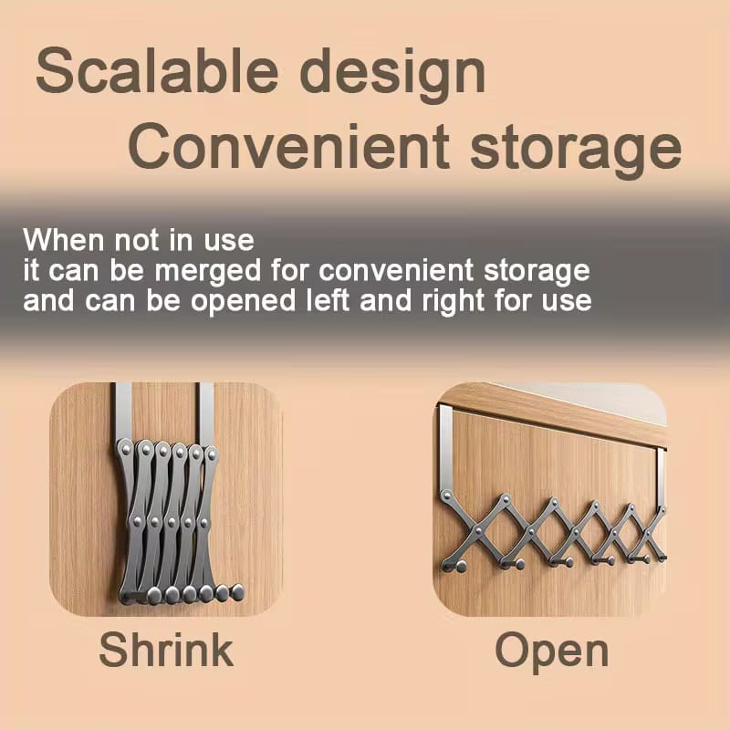 Retractable Over-the-Door Accordion Hanger (Punch-Free)