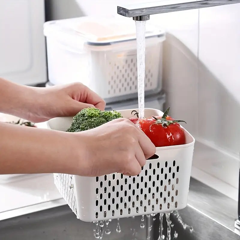 3-Piece Fresh-Keeping Fridge Organizer Set with Drain Baskets - My Store