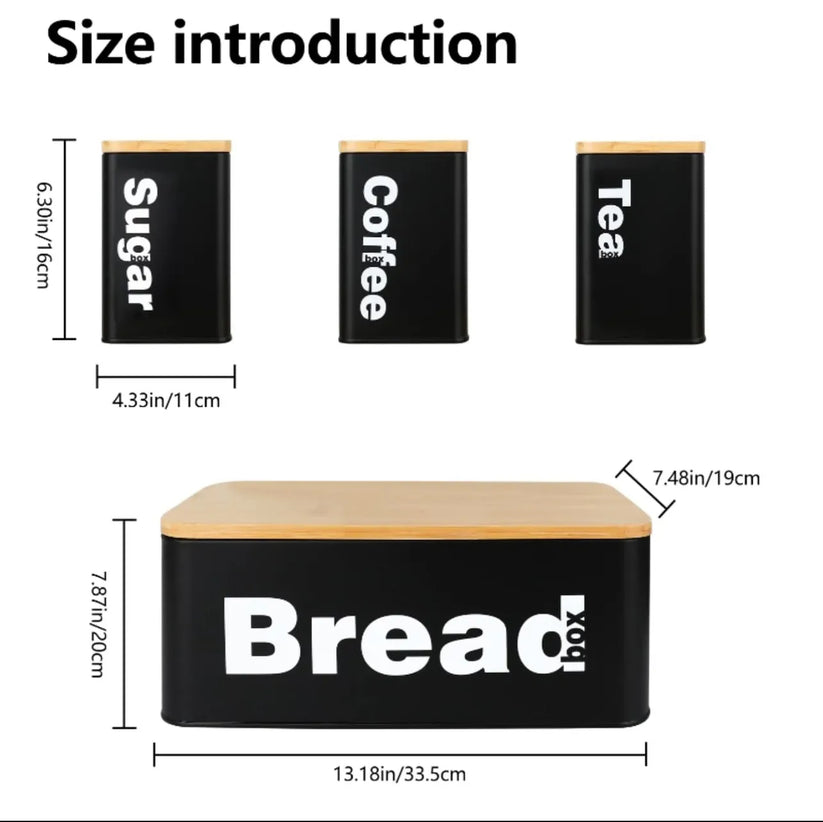 4-Piece Vintage Kitchen Storage Set with Bread Box & Canisters