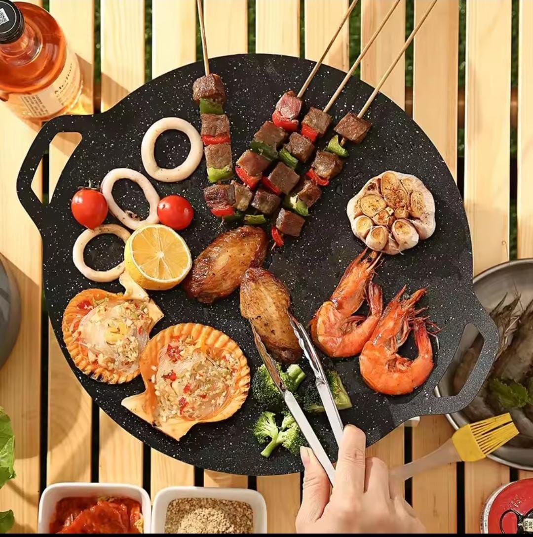 Multi-Griddle Tawa Iron Plate – Korean-Style Barbecue Grill (30cm) - My Store