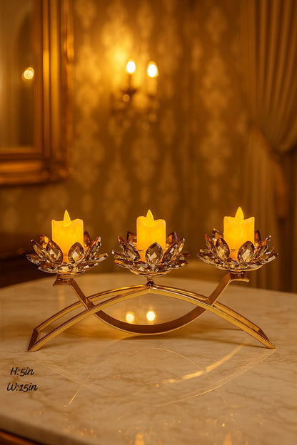 Elegant Nordic Golden Crystal Candle Holder - My Store