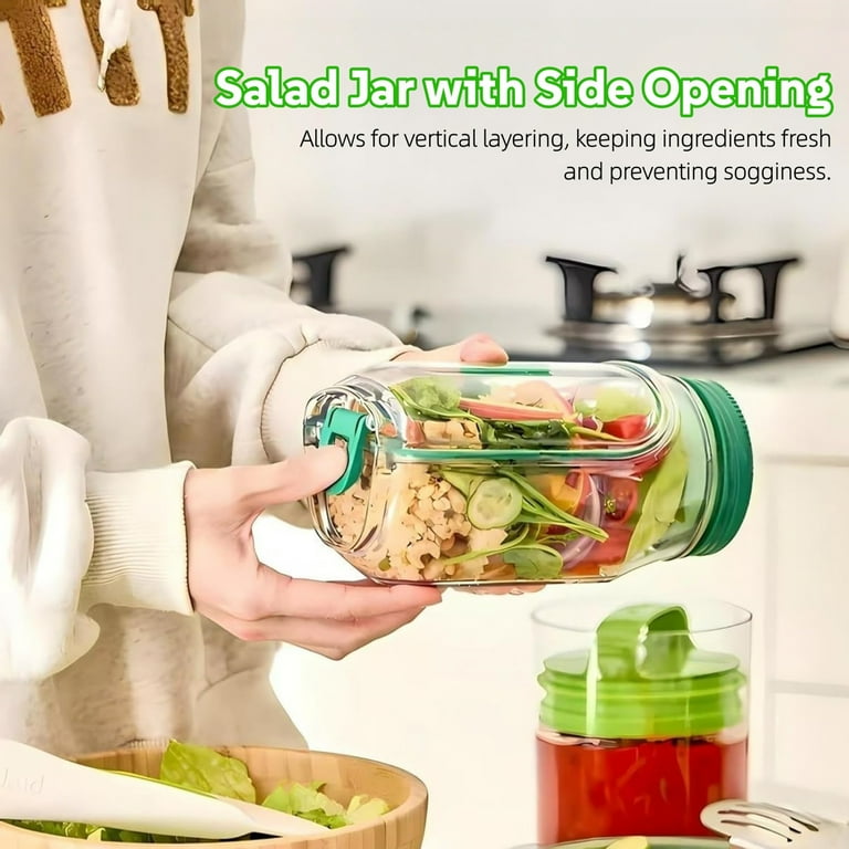 2-in-1 Fresh Lock Salad Jar & Meal Prep Container with Dressing Cup