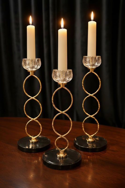 Luxury Gold Ring Crystal Candle Stand (Set of 3) - My Store
